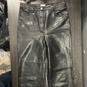 Aritzia Wilfred Black Leather Pants